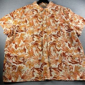 Goodfellow & Co Orange and cream Casual Button Down Shirt linen and cotton